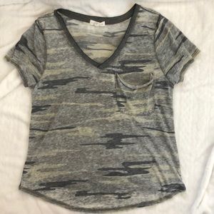 Socialite green camo v-neck tee